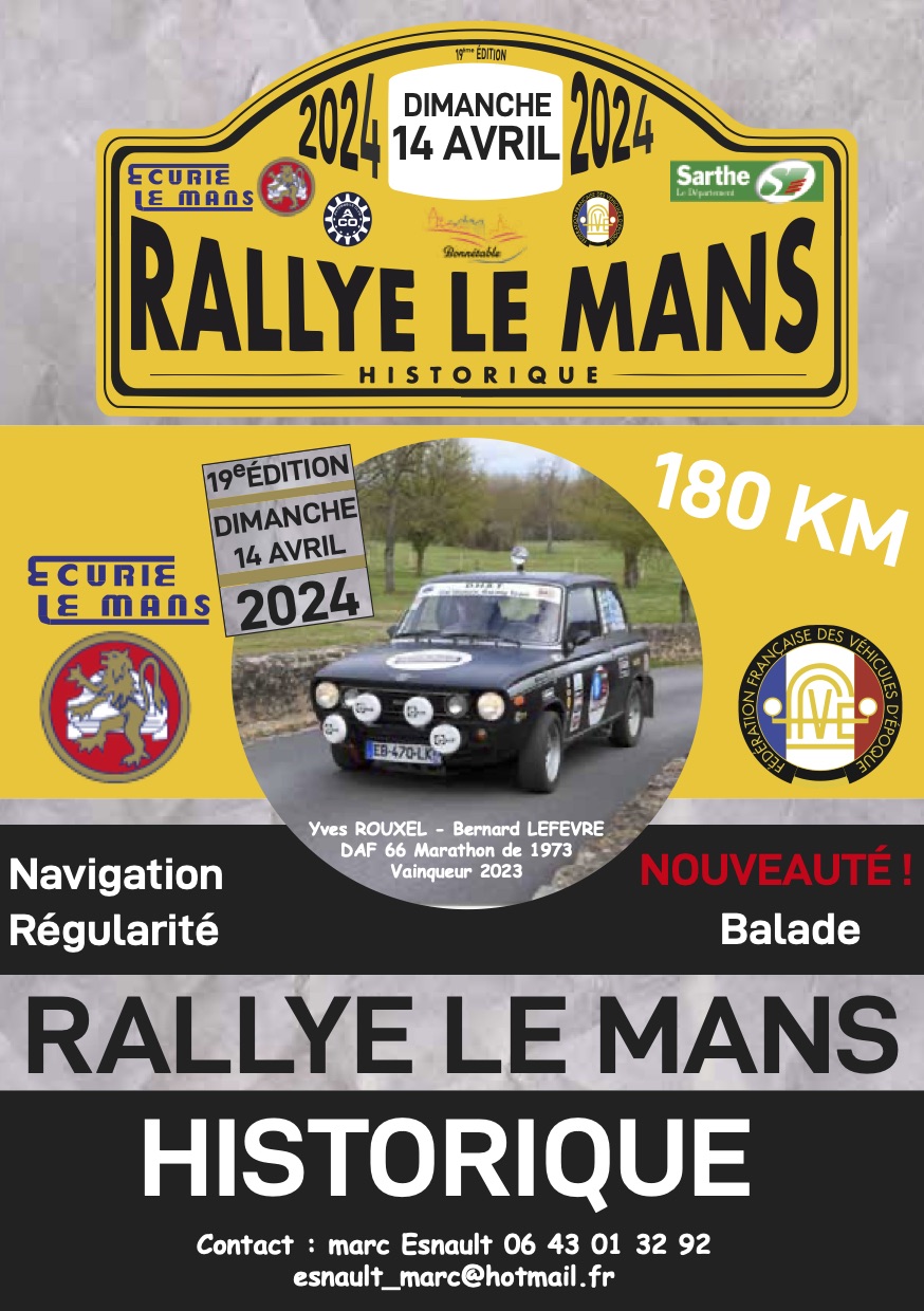 Flyer 19eRLMH 2024 rallye le mans historique