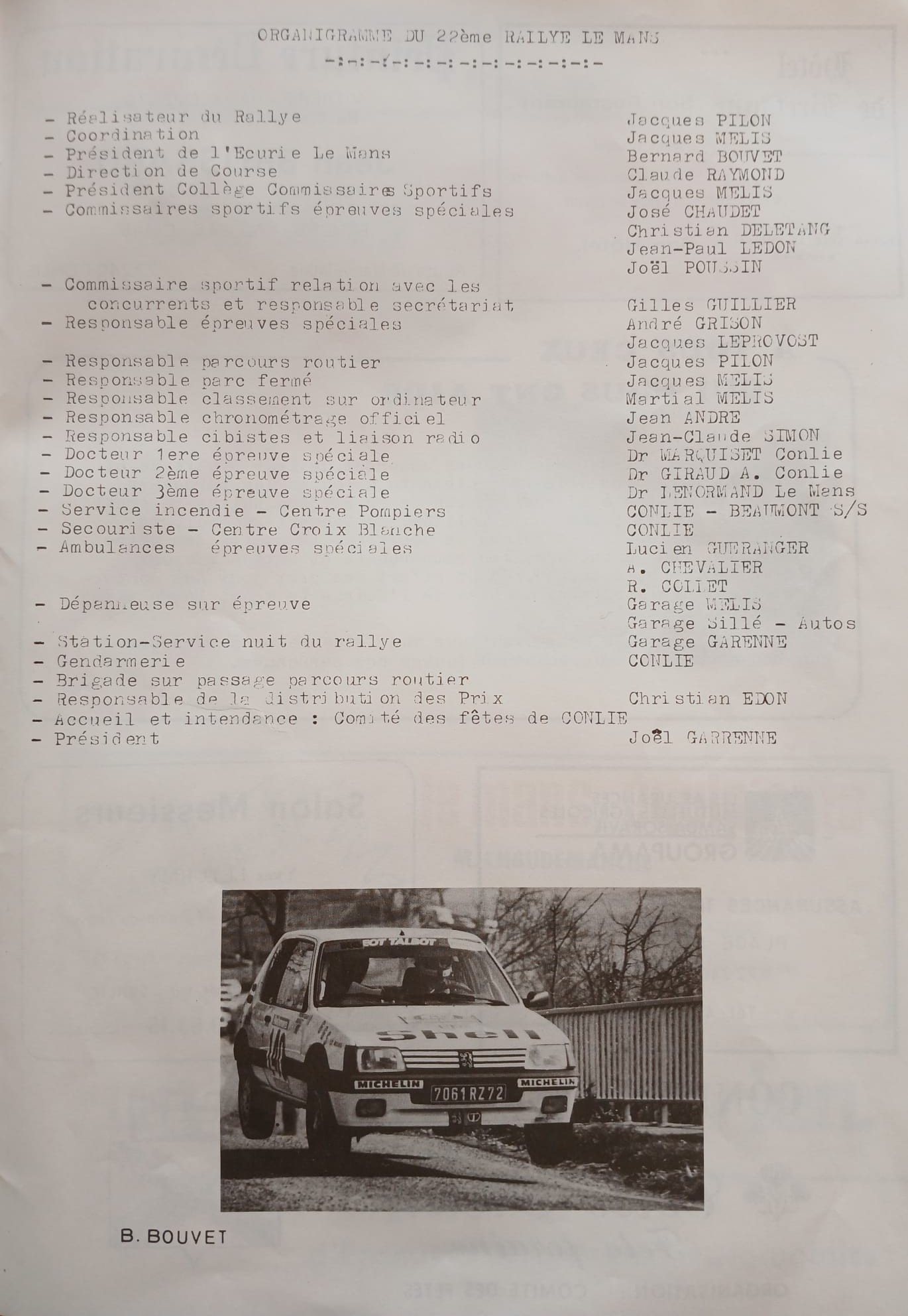 2e Rallye Le Mans Organigramme