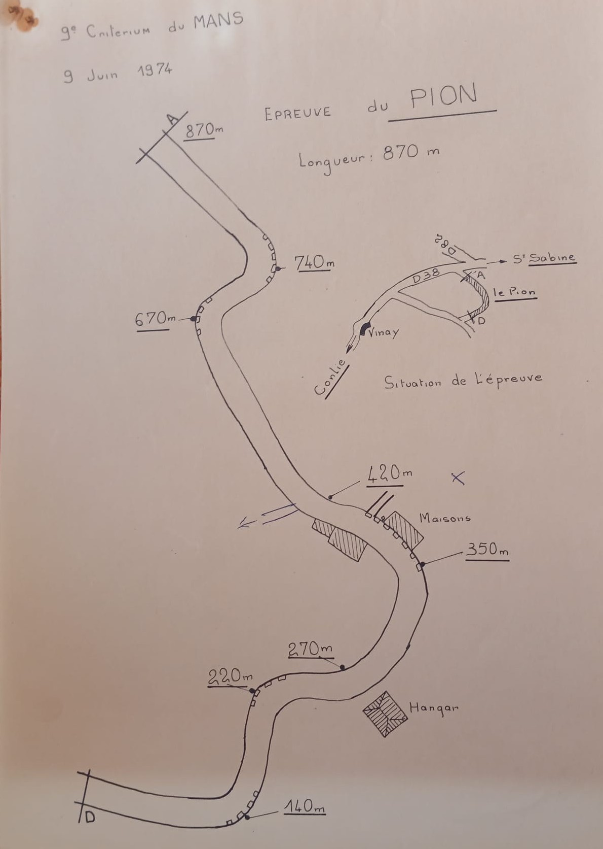 9e Rallye Le Mans - Tracé Pion